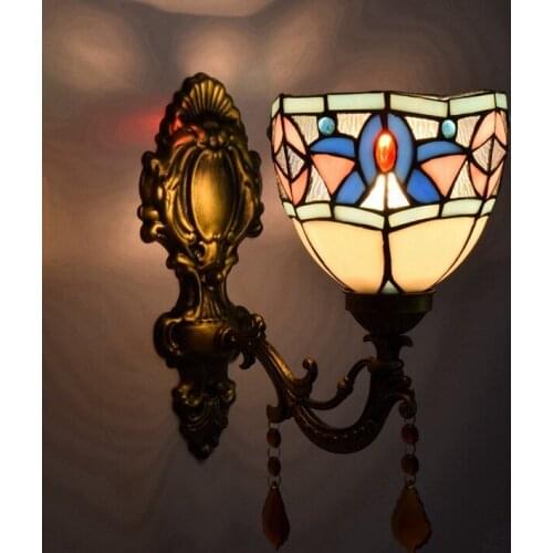 Tiffany fashion European style wall lamp Baroque Bohemia mirror light rustic bed-lighting lamps