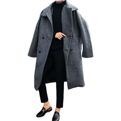 Winter Coat Men Overcoat Korean Loose Mens Over The Knee Coat Medium Length Thick Windbreaker Time limited