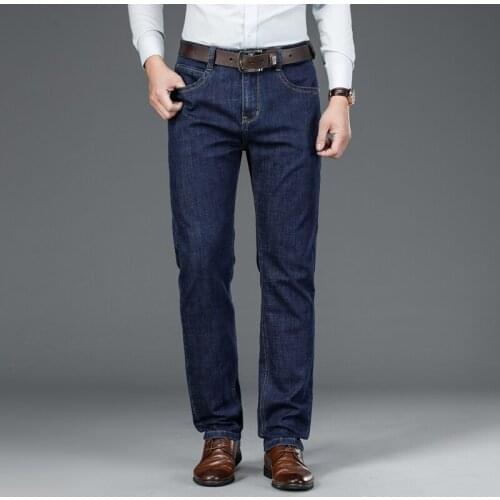 2021 Fall Mens Jeans Winter New Products Business Thick Casual Loose Stretch Straight Wild Long Pants
