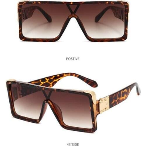 Men and women Siamese sunglasses Casual rectangular sunglasses big size metal men sun glasses