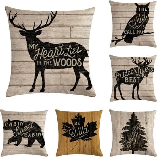 Cute Cartoon Pattern Anime Pillowcase Bear Moose Pillow Case Married Couples Kitten Cushions Cover Outdoor Chair Cushion45x45cm