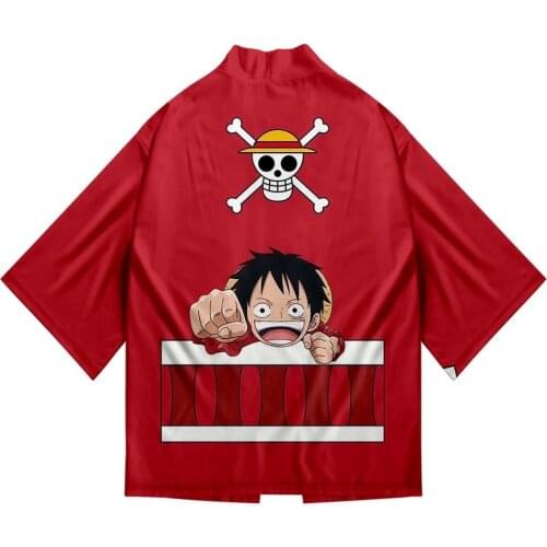 New Anime ONE PIECE Monkey D Luffy Kimono Cosplay Costumes Cloak Unisex Haori Cardigan Jacket Coat Bathrobe Pajamas