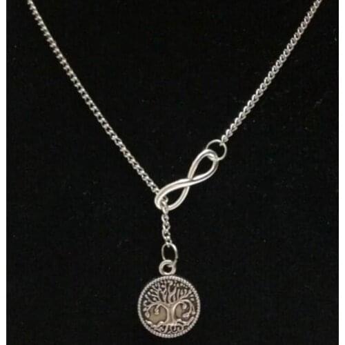 New Fashion Vintage Charms tree of Life & Lucky 8 Pendant Necklace Suspension Jewelry Gift 10pcs