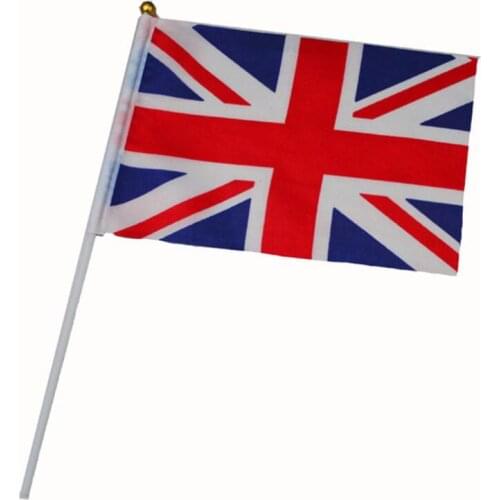 Wholesale 1000pcs British Flag Union Jack 14x21cm Hand Waving Flags with Union Kingdom National UK Flags Cheerleader flag