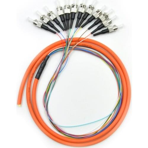 Fiber Optic Bundle Pigtail ST Multimode MM OM1 62.5/125 12 Core Pigtail ST factory Patch Cord Free Shipping
