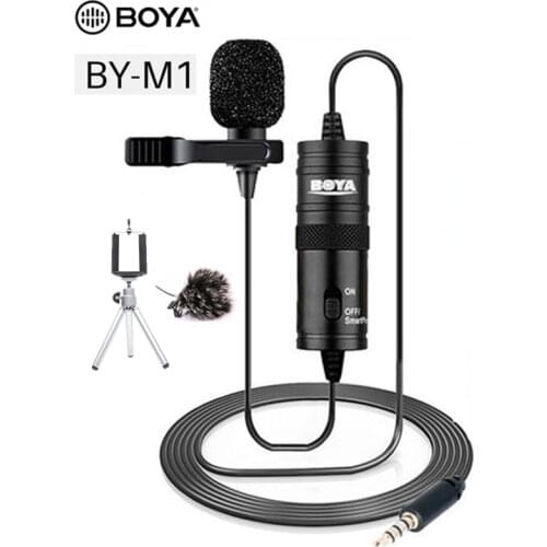 BOYA BY-M1 6m Clip-on Lavalier Microphone Mini Audio 3.5mm Collar Condenser Lapel Mic for iPhone Android DSLR Cameras recording