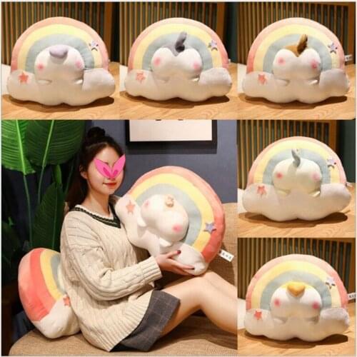 Ins Cartoon Plush Rainbow Ass Pillow Bedroom Bedside Sofa Bay Window Pillow Girls Heart Car Lumbar Support Throw Pillow