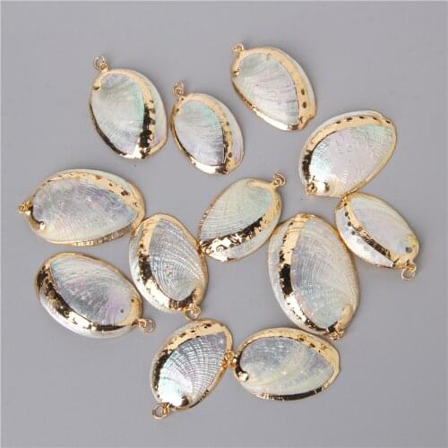 Natural White Bohemia Conch Shell Slice Sandy Beach Pendants Charm For Jewelry Making Necklace Earring Bracelet Accessory 10pcs