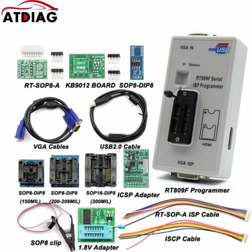 Newest RT809F ISP Programmer/ RT809 lcd usb programmer Repair Tools 24-25-93 serise IC with 11 adapters