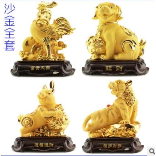 Alluvial gold Gold Chicken Cashmere golds resin handicraft Rat ox tiger Horse sheep ornaments Living Decoration home statues