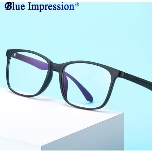 Anti-Blue Light Blocking glasses Titanium TR90 Frame square texture retro flat mirror for Men Women myopia Magnetic glasses
