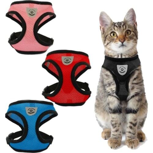 Mesh Cat Harness and Leash Breathable Reflective Kitten Cats Harnesses Small Dog Puppy Harness for French Bulldog Chihuahua Pug