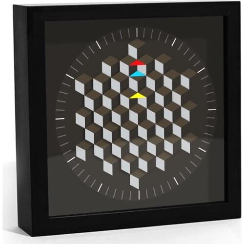 Modern Graphic Art Design Minimalist Art Decoration Hexagon Table Wall Clock Rotating Plate Clock Hands Desk Clever Clock Watch