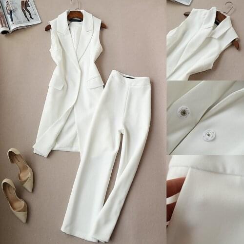 Must Have Women Stylish OL Clothing Set Long Design Vest and Wide Leg Pants Trendy Set