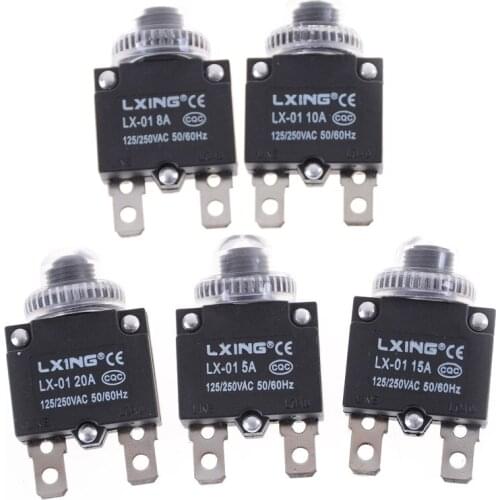 High quality Thermal Switch Circuit Breaker Overload Protector 5A, ,8A,10A,15A,20A Overload Switch