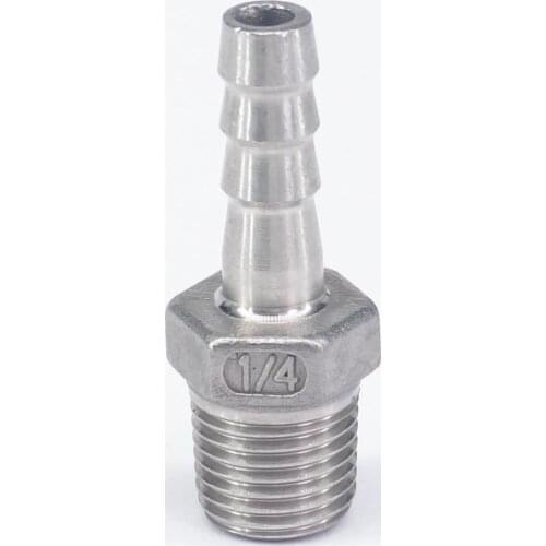 1/4" BSPT Male x 8mm Hose Barbed 304 Stainless Steel Pipe Fitting Hose tail Connector 230 PSI