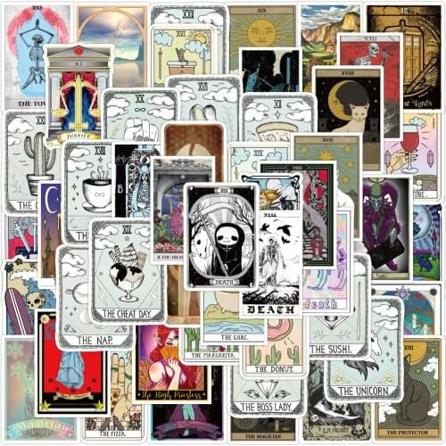 10/30/50PCS Tarot Card Divination Sticker Trolley Case Sticker Cute Waterproof Guitar Skateboard Graffiti Sticker Wholesale
