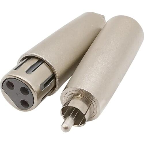 2Pcs Metal RCA Male to 3 Pin XLR Male Female Audio Plug Jack Adapter 3 Pin XLR to RCA Plug Microphone Speaker Connector