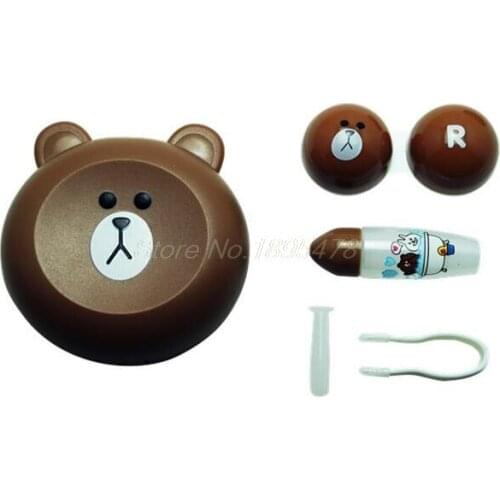 200Set New Design Cute Little Bear Contact Lens Case with Mirror Contact Lenses Box for Man and Women
