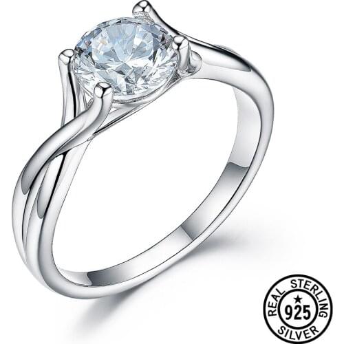 925 Sterling Silver Rings Infinity Solitaire Round Clear Zircon Promise Engagement Rings For Women Bridal Fine Jewelry