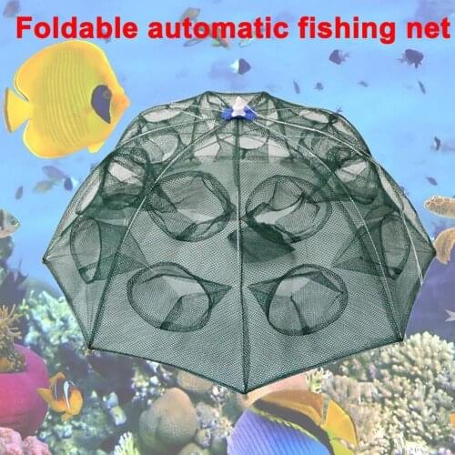 Outdoor sports fishing automatic folding fishing small fish shrimp cage nylon crab fish umbrella type automatic fish guard
