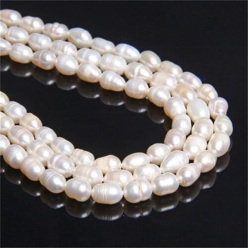 White Oval Natural Pearls 5-5.5mm Real Freshwater Pearl Beads Oval Small Loose Beads For DIY Bracelet Necklace Jewelry Making14"