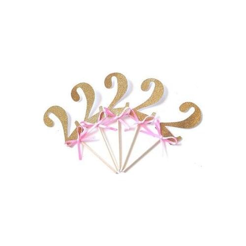 Glitter 2nd Birthday Cupcake toppers wedding bridal Shower Bachelorette party treat food picks decoration