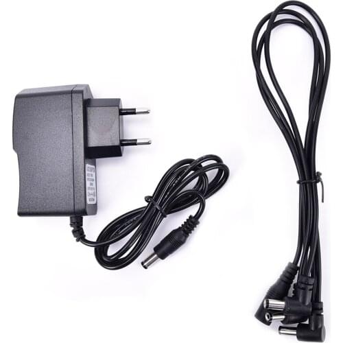 9V DC 1A Guitar Effects Power Supply/ Source Adapter, Power Cord/Leads 3 Daisy Way Chain Cable Fot Fonte Pedal