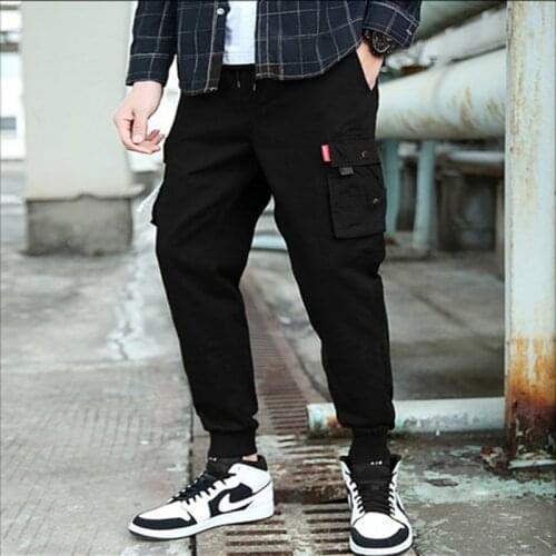 Men Casual Cargo Pants Four Seasons Fashion Chic Men Koreean Pockets Loose Harem Pants 97% Cotton High Quality Jogger Pants Men