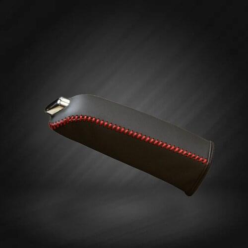 Car Hand Brake Covers Top Layer Leather Case for Citroen C4L Handbrake Grips Genuine Cover Auto Handbrake