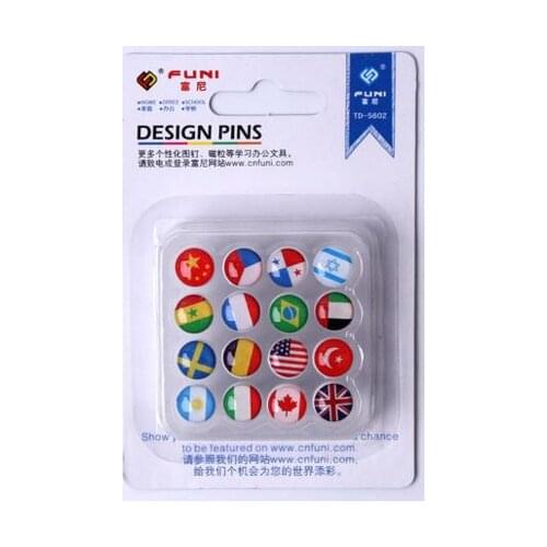 FUNI Creative Decorative Color Cartoon Flags Epoxy Thumbtack 16 / box