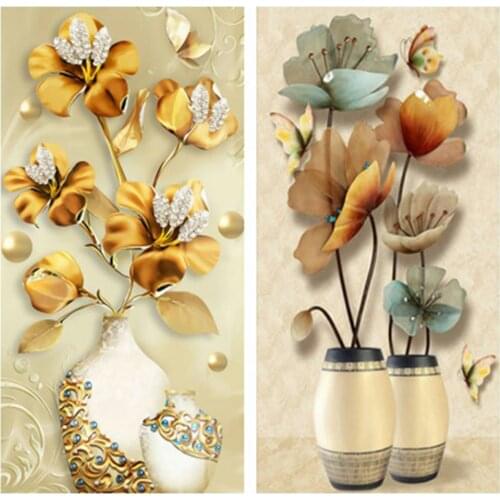 Huacan Diy Diamond Painting Flower Decorations For Home Mosaic Vase Embroidery Handmade Gift Diamond Art