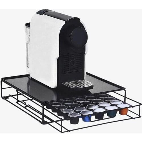 Creative Coffee Capsule Shelving, Black Wrought-Iron Drawer, 40 Cases
