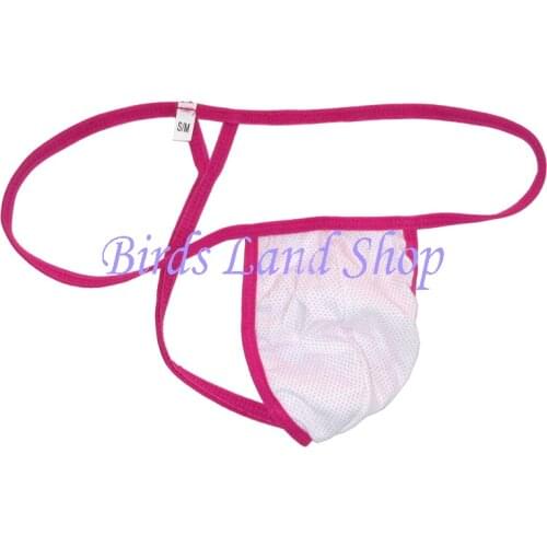Mens String Pouch Thong Triangle T Back G799C small polka dot pink prints