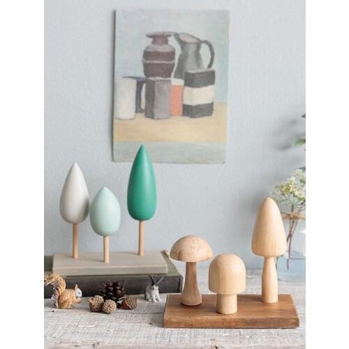 Nordic Soft Home Decoration Creative Tree Wooden House Ornaments Childrens Room Living Room Desktop Decor Wooden Crafts Gift