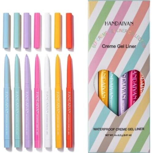 Taoye Teemo Makeup Colored Eyeliner Gel Pencil Kit 6 Colors Waterproof Color White Eye Liner Pen Make Up Cosmetics Yellow Blue