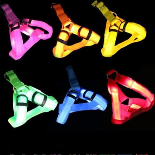 CW005 Nylon LED Dog Harness Pet Cat Dog Collar Harness Vest Safety Lighted Dog Harness XS / S / M / L Wholesale