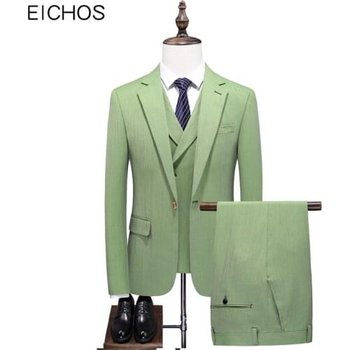 New Spring Autumn Mens Suits Apple green Prom Party Suit Male 3 Piece Slim Fit Suits for Men Tuxedo with Pants