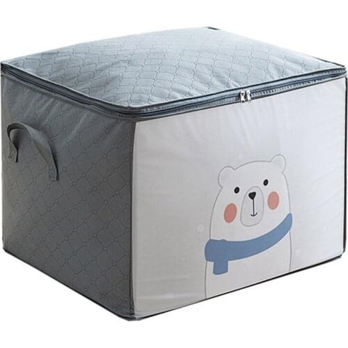 AT69 -Clothes Organizer Storage Bag Closet Cartoon Portable Box Folding Pillow Quilt Blanket Wardrobe Move Home Accessories