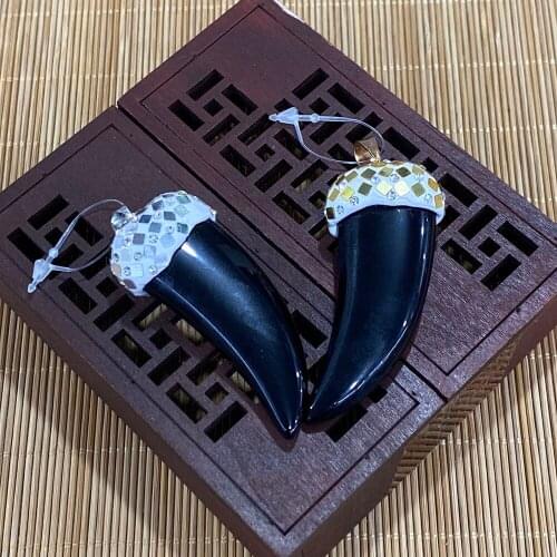 Crystal Resin Necklace Pendant Sickle-shaped Black DIY Handmade Earrings Jewelry Accessories for Jewelry Making Charm 1pcs