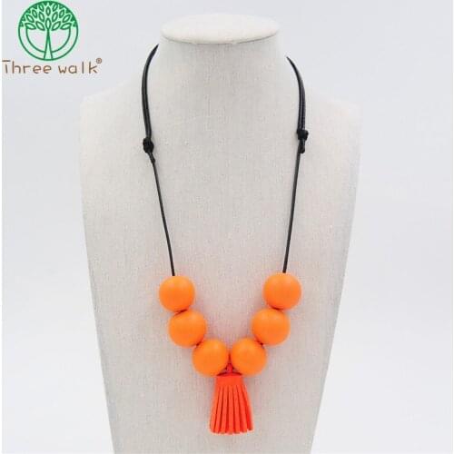 Tassel Necklace Festival Natural Ivory Painted Wood Beaded Necklace Long Necklace Boho Yoga