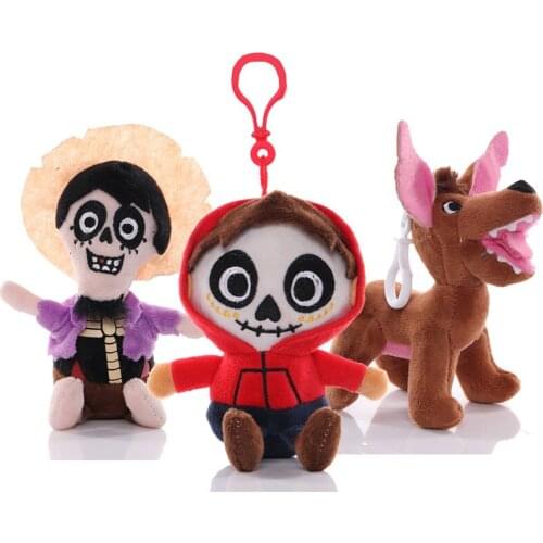 12 CM Disney Coco Plush Toy with Hooks Cartoon Anime Figure COCO Dolls Stuffed Pendant Toys Home Decoration Kids Birthday Gifts