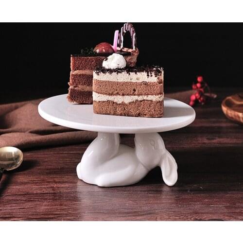 Creative Ceramics Rabbit plate Figurines Cake Bunny tray Stand Decorative Porcelain Statue Fruits Plate Dinnerware Craft Gift