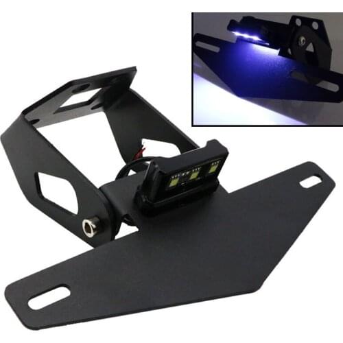 Adjustable License Number Plate Frame Holder Bracket Tail Tidy White Led Light Kit For KAWASAKI Ninja 250 EX250 2018 2019 2020