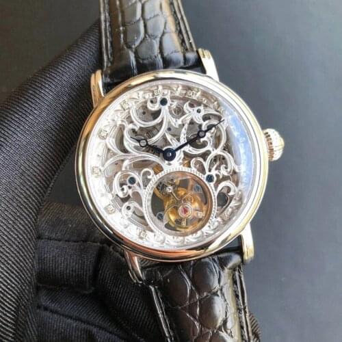 Luxury Skeleton Tourbillon Watch Diamond Mens Watch Skull Seagull ST8000 Movement Mechanical Men Watches Sapphire Montre Homme