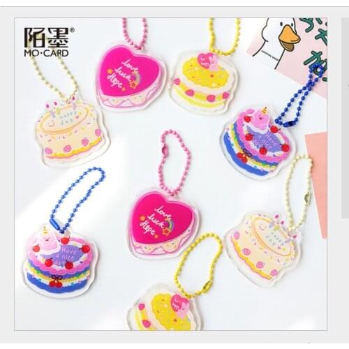 Pink Love cream sweetheart cake bear acrylic Pendant Decoration Handbook Planner Loose-leaf notebook key chain art Accessories