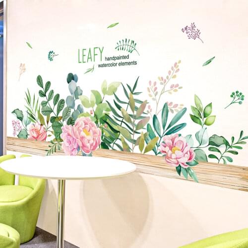 Flower Leaves Wall Stickers Vinyl DIY Grass Wall Decals for Living Room Kids Bedroom Nursery House Decoration Accessories