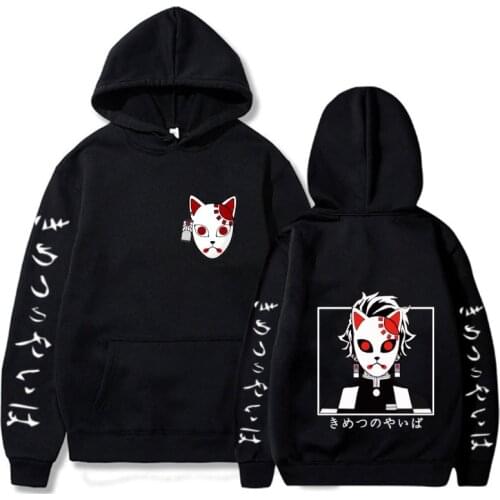 Demon Slayer Kamado Tanjirou Harajuku Anime Hoodies Fashion Manga Fox Mask Street Pullover Winter Long-Sleeved Women Sweatshirts