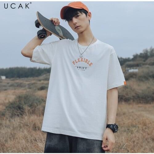 UCAK Brand Men T Shirt Summer Loose T Shirt Casual Short Sleeve O-Neck Tshirt Pure Cotton Oversized T-Shirt Tops Tee U5674
