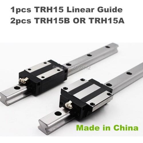 High quality 15mm Precision Linear Guide Rail 1pcs TRH15 L=200mm to 600mm + 2pcs TRH15B or TRH15A Square linear block for CNC